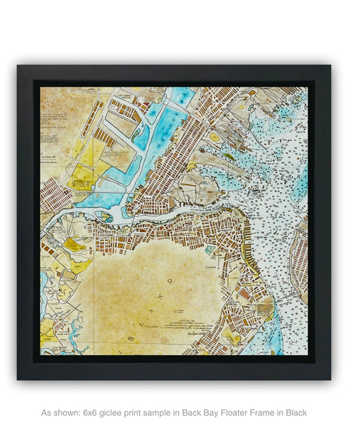 New York Harbor Nautical Chart | Framed Giclee Print on Canvas